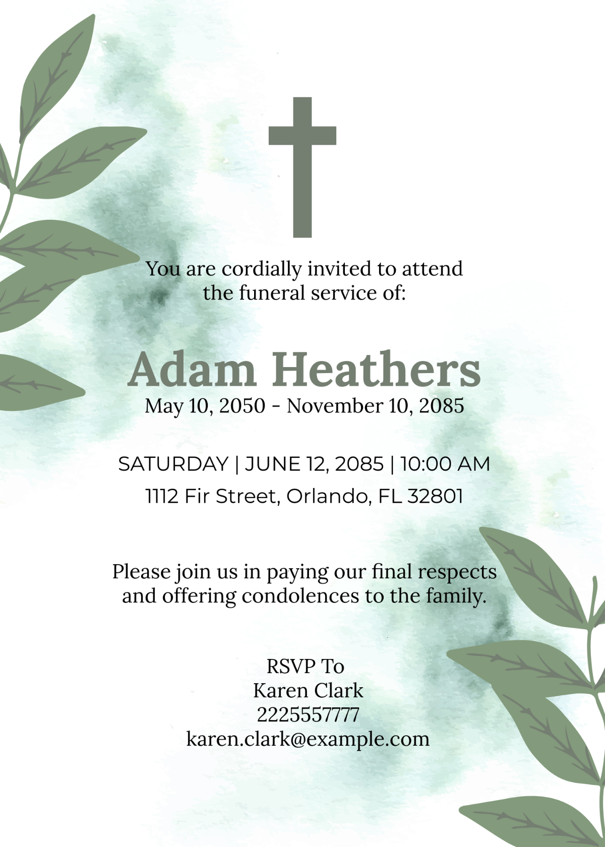Text Invite Funeral Invitation