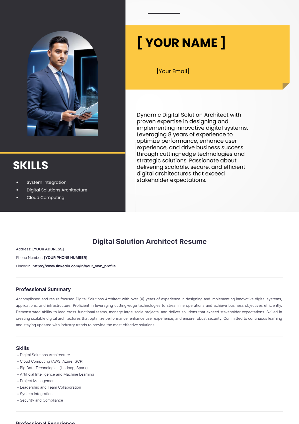 Digital Solution Architect Resume - Edit Online & Download