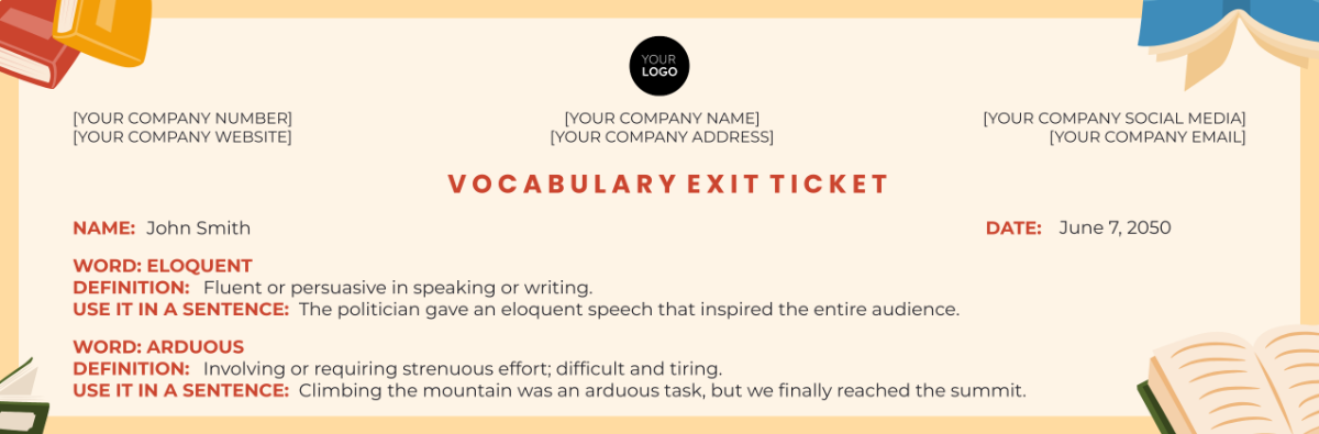 Vocabulary Exit Ticket