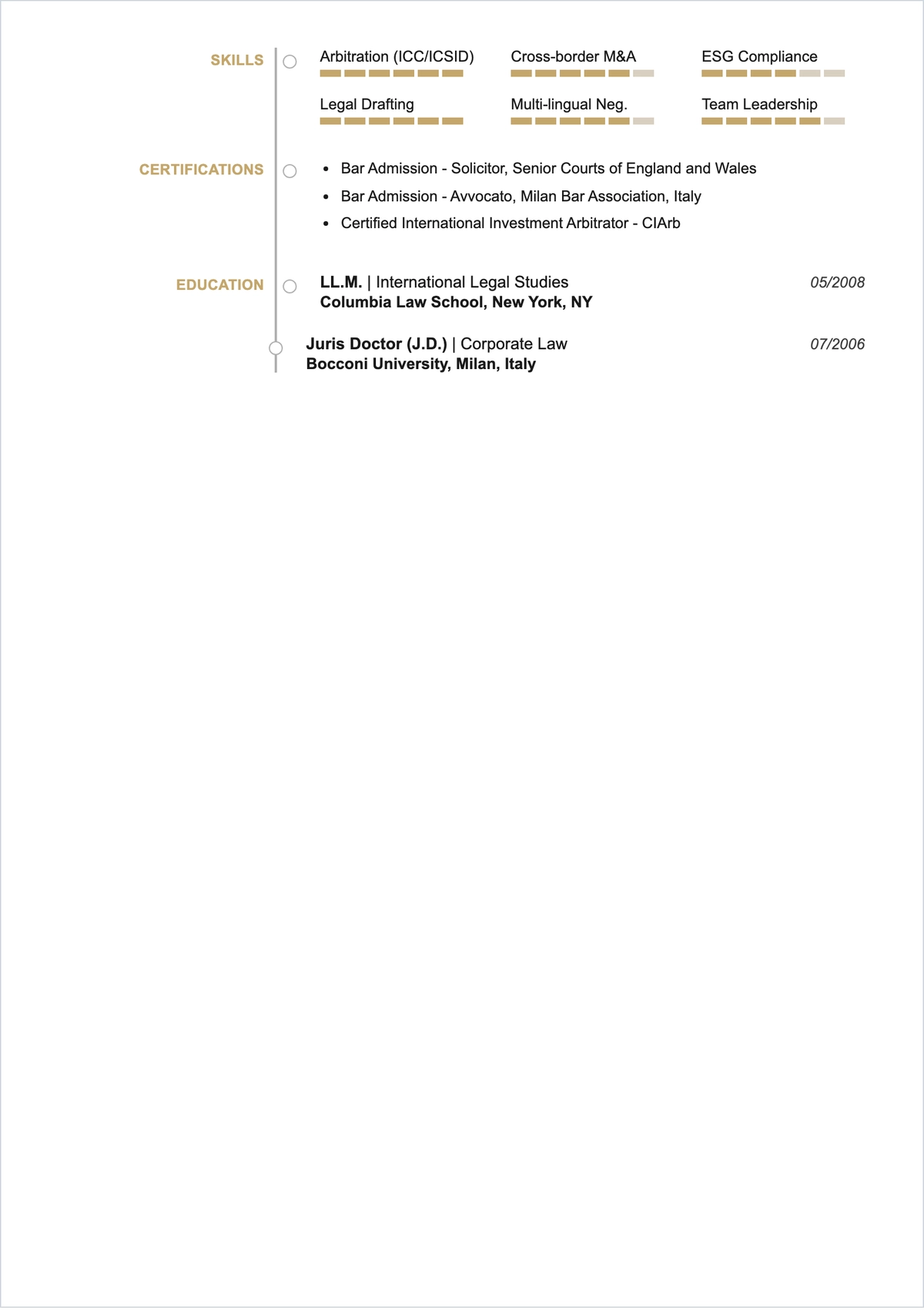 Free International Lawyer ATS Resume Template, AI Resume Builder