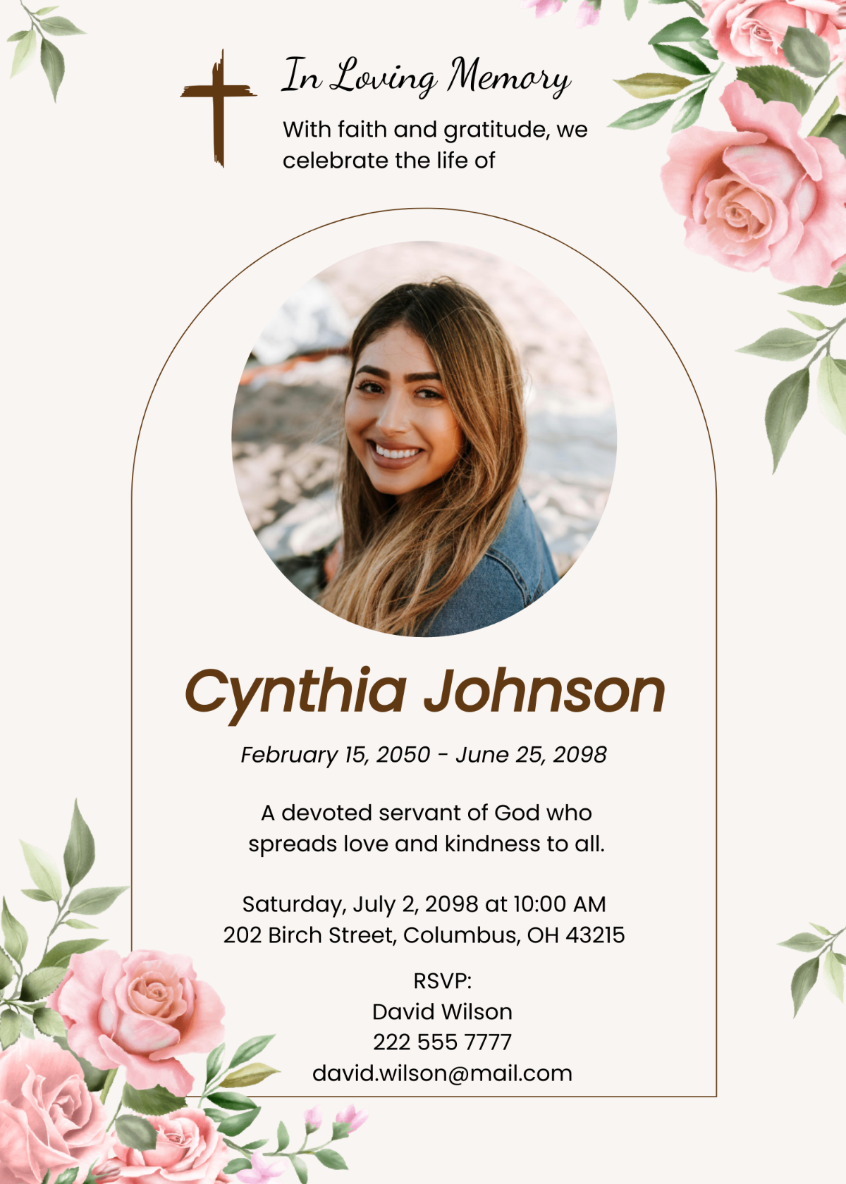 Christian Celebration Of Life Funeral Invitation Template - Edit Online & Download