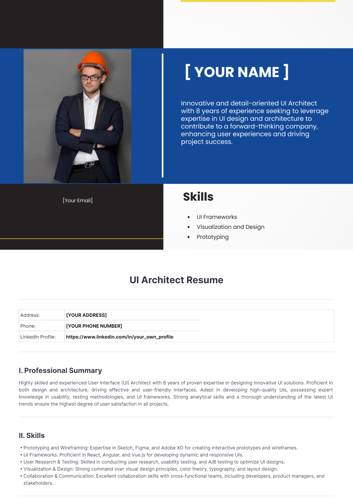 UI Architect Resume - Edit Online & Download