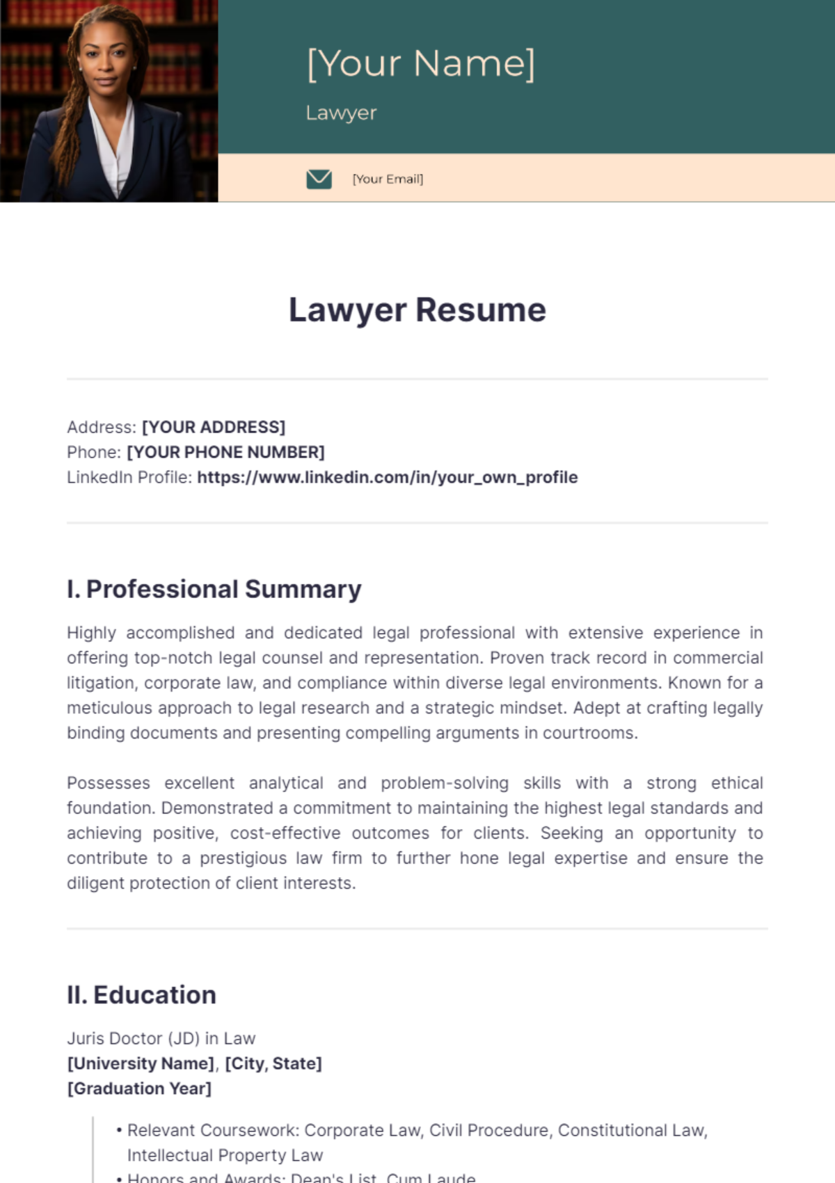 Lawyer Resume - Edit Online & Download