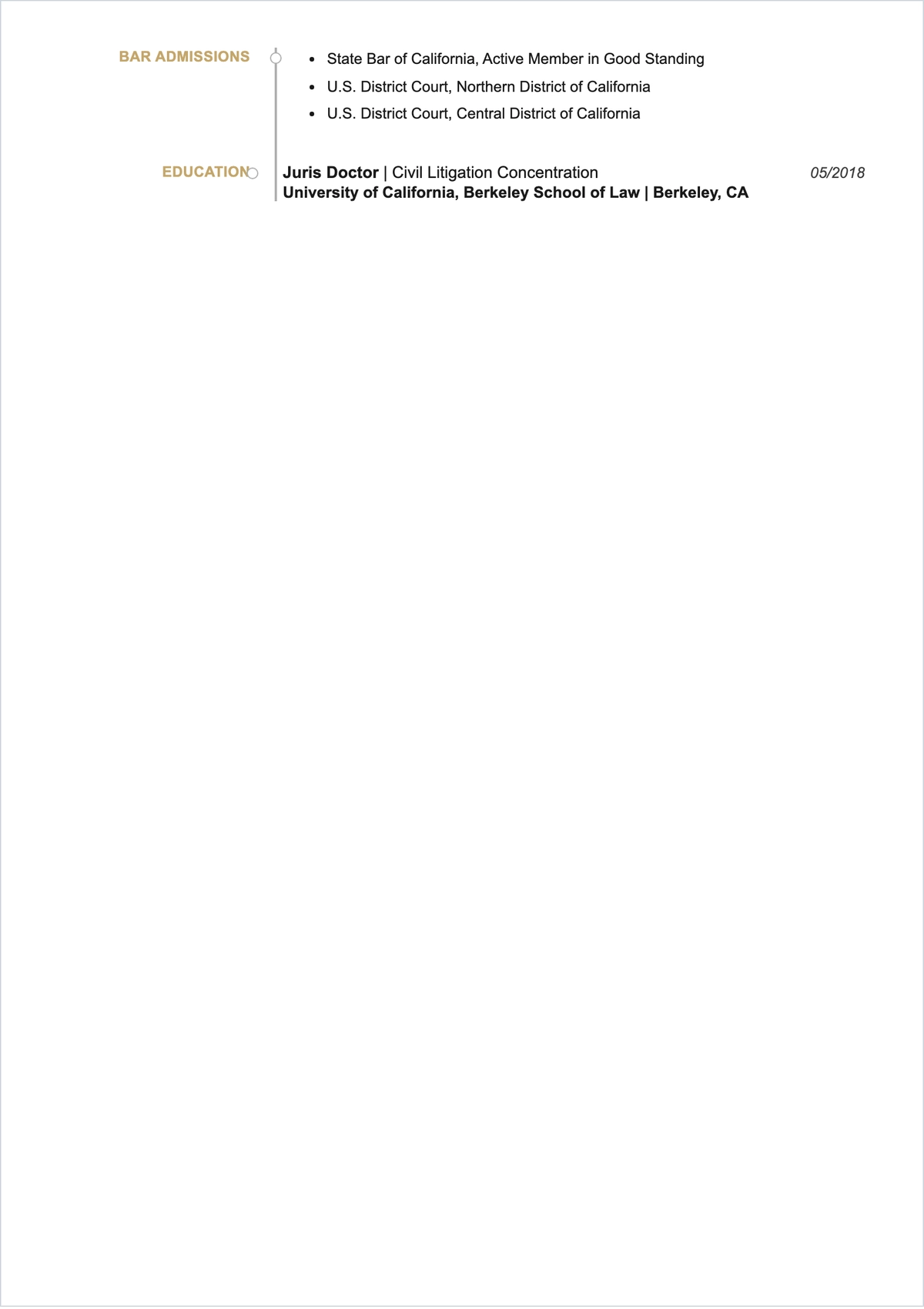 Free Simple Civil Lawyer ATS Resume Template, AI Resume Builder