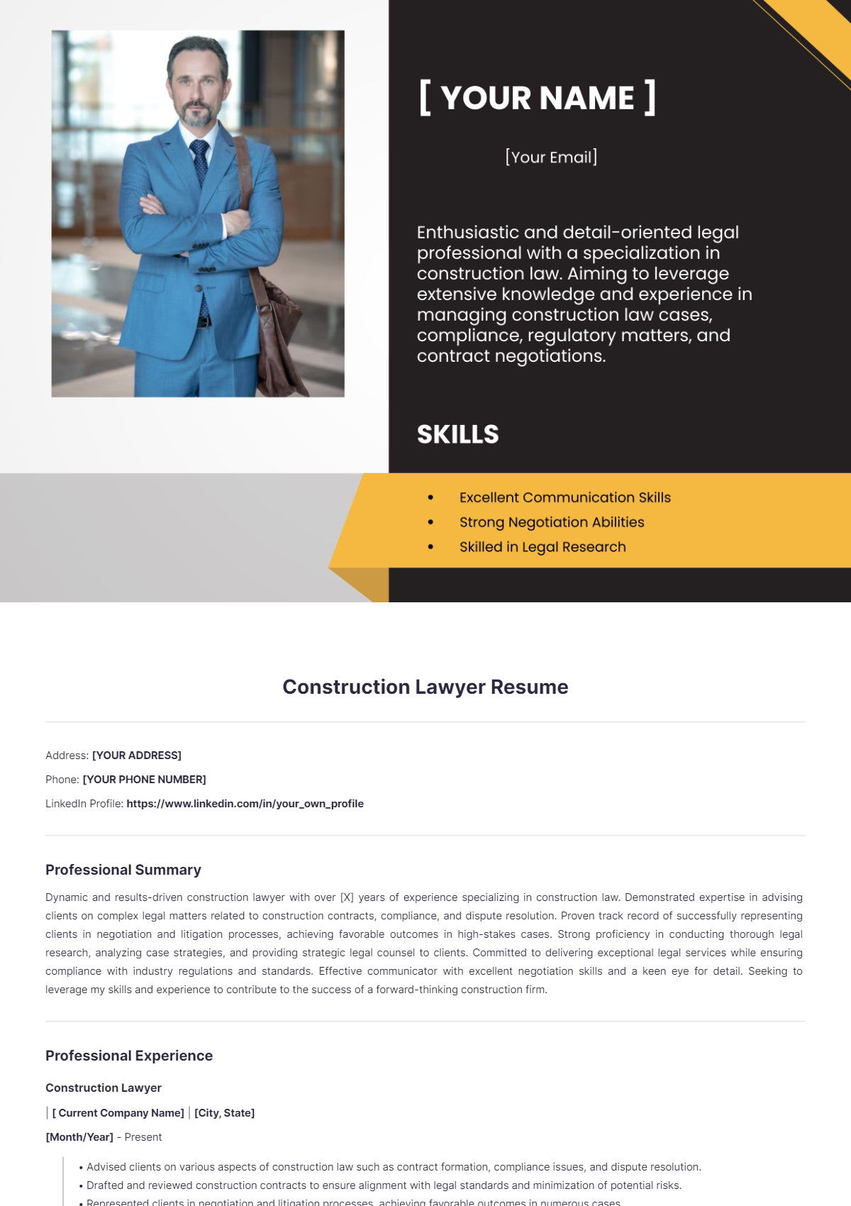 Construction Lawyer Resume - Edit Online & Download