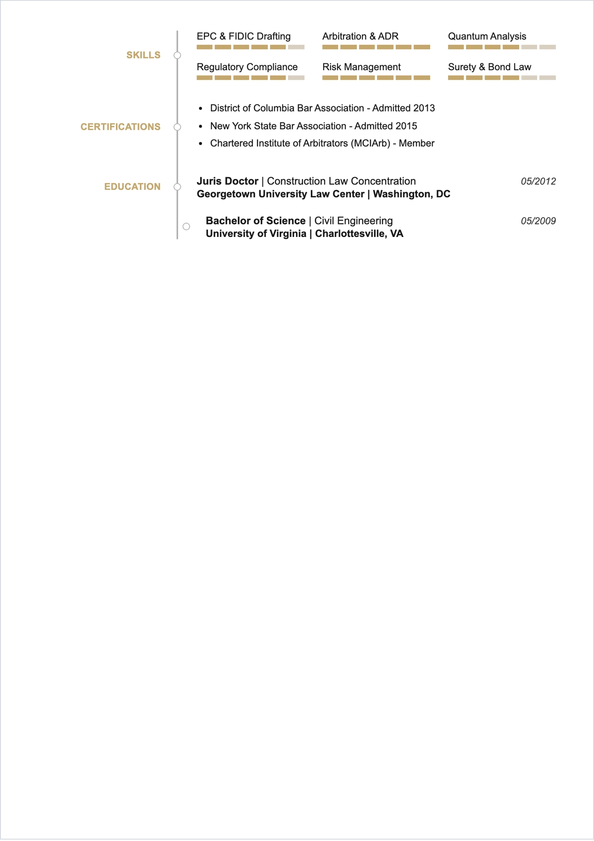 Free Construction Lawyer ATS Resume Template, AI Resume Builder
