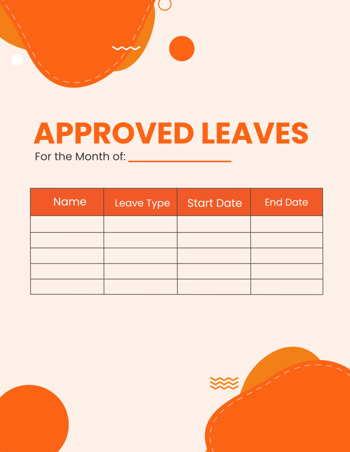 Free Restaurant Leave Planner Template to Edit Online