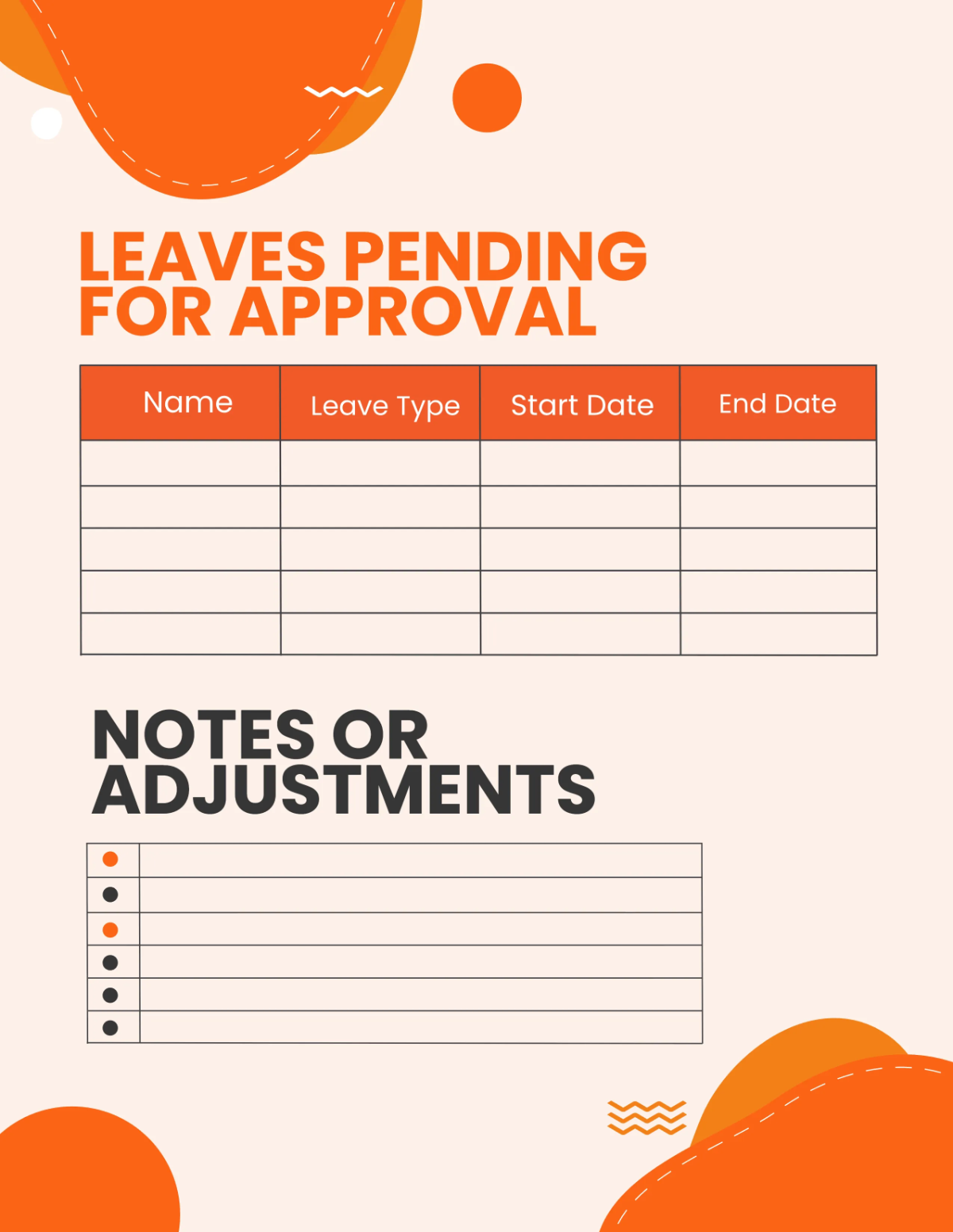 Free Restaurant Leave Planner Template to Edit Online