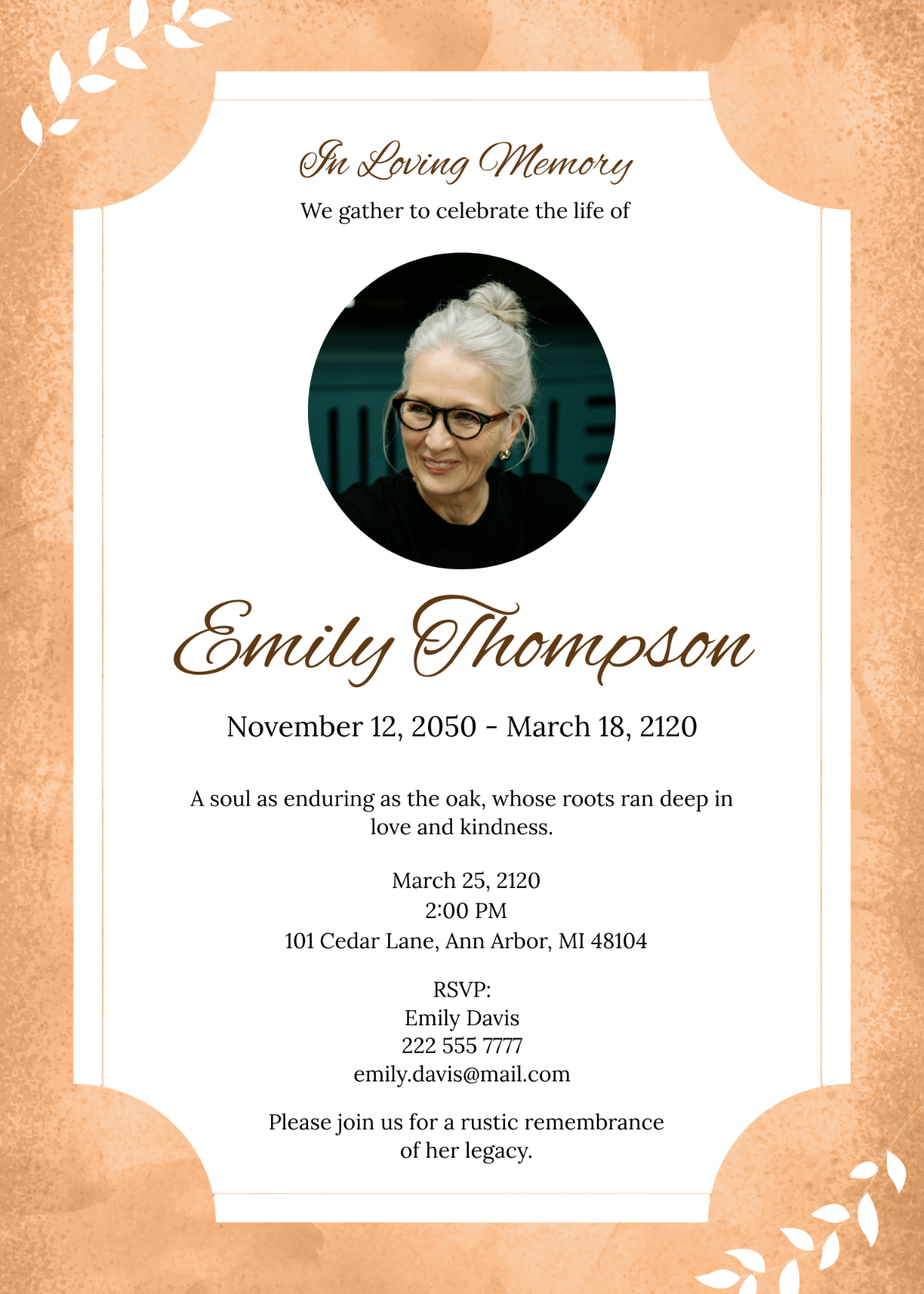 Rustic Funeral Invitation Template - Edit Online & Download