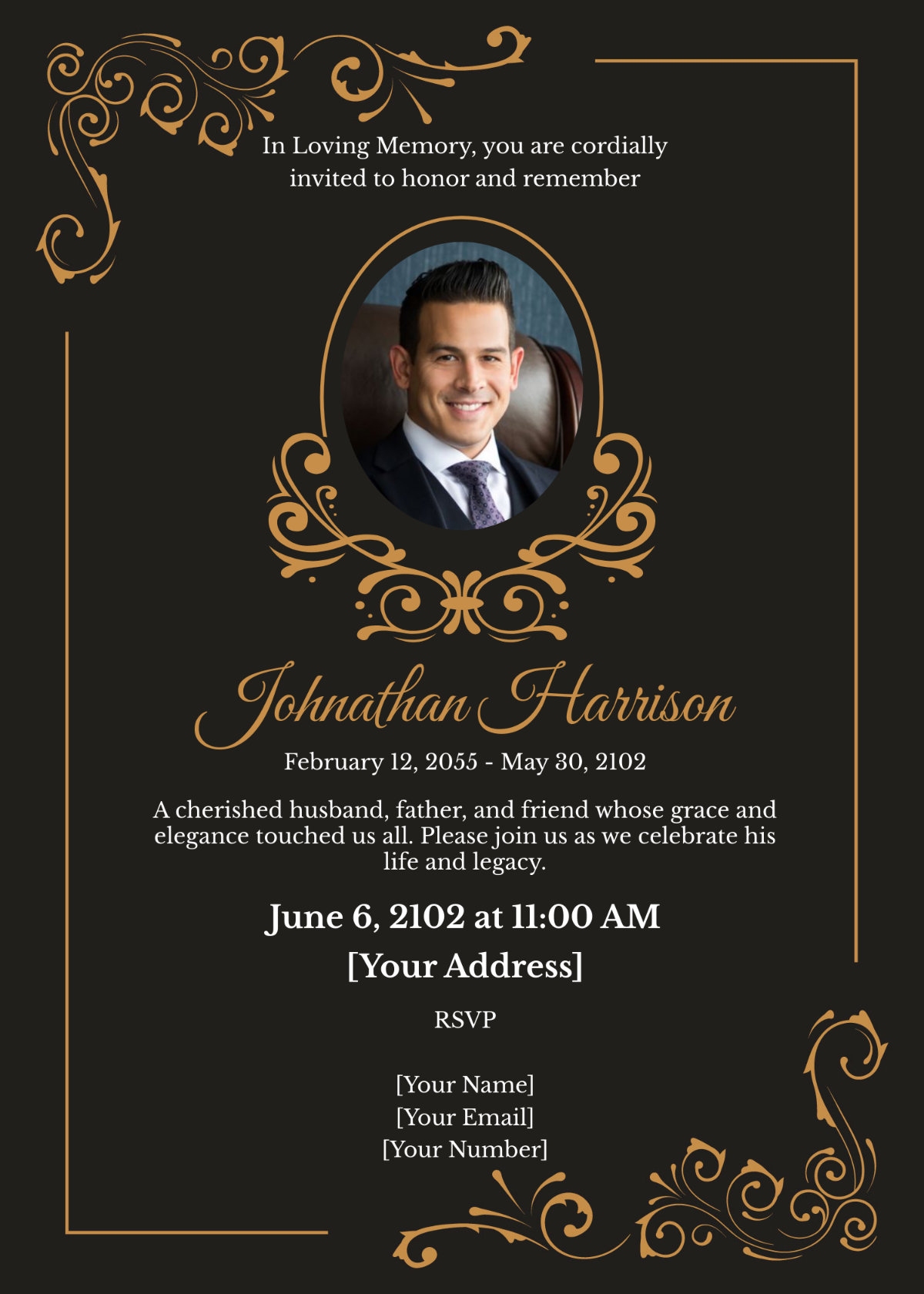 Elegant Funeral Invitation
