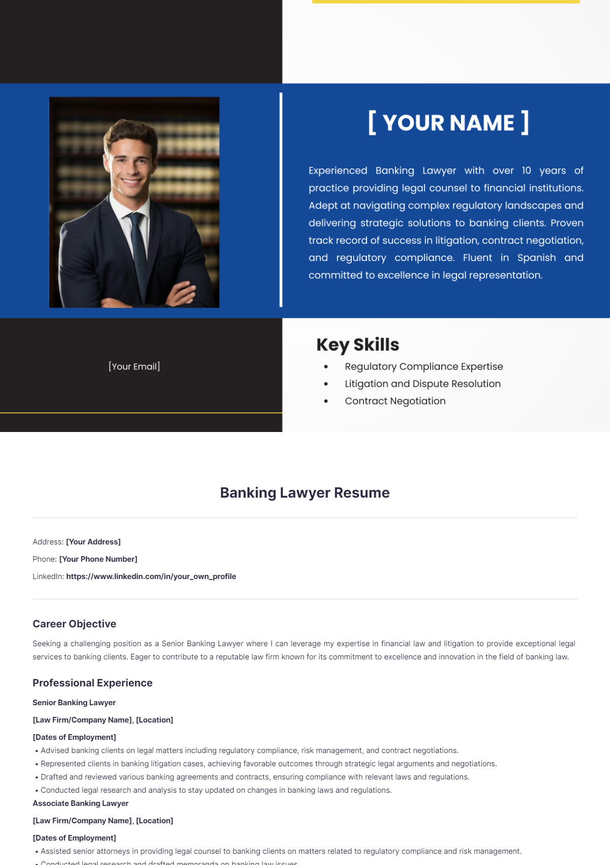 Banking Lawyer Resume - Edit Online & Download