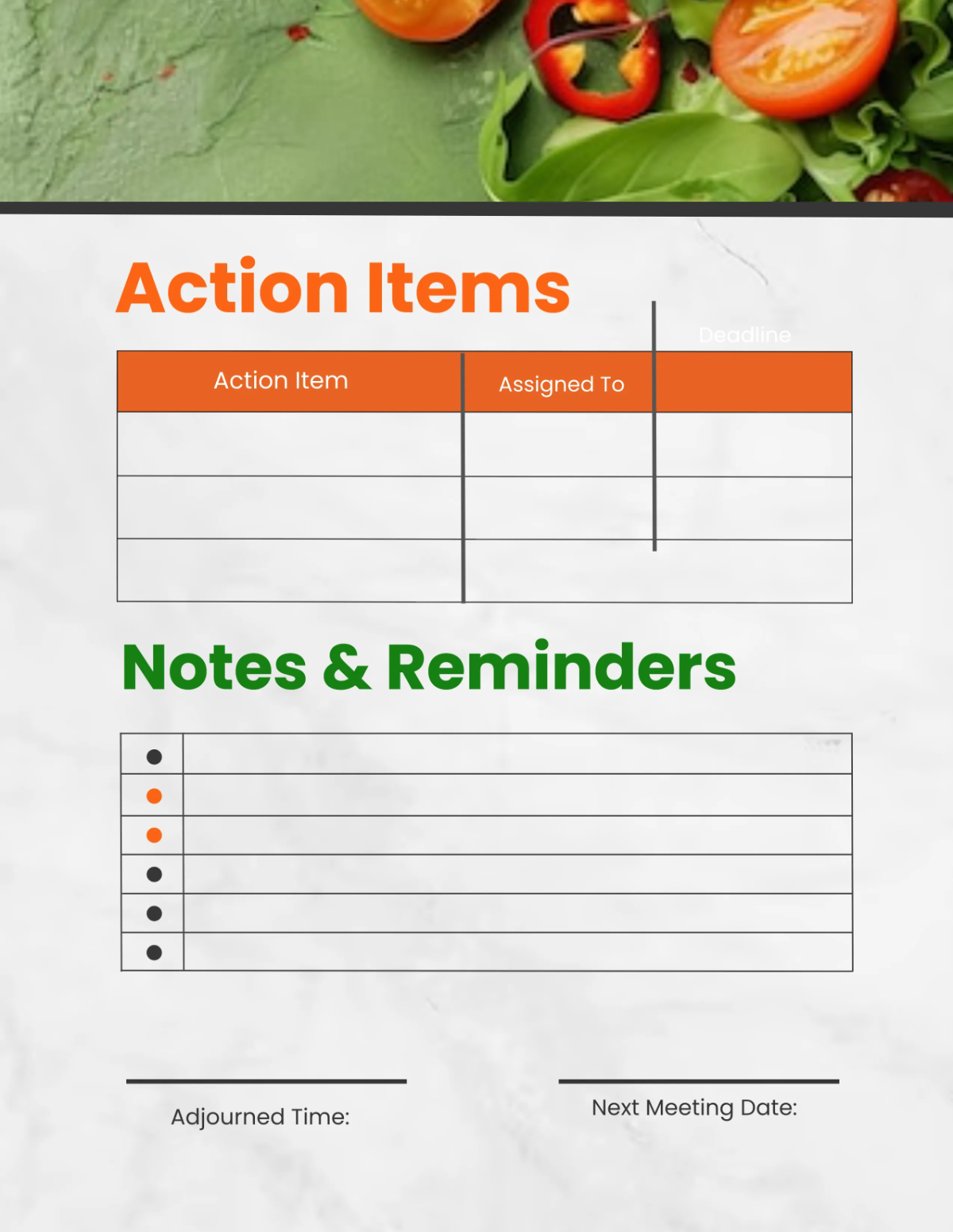 Free Restaurant Meeting Planner Template to Edit Online