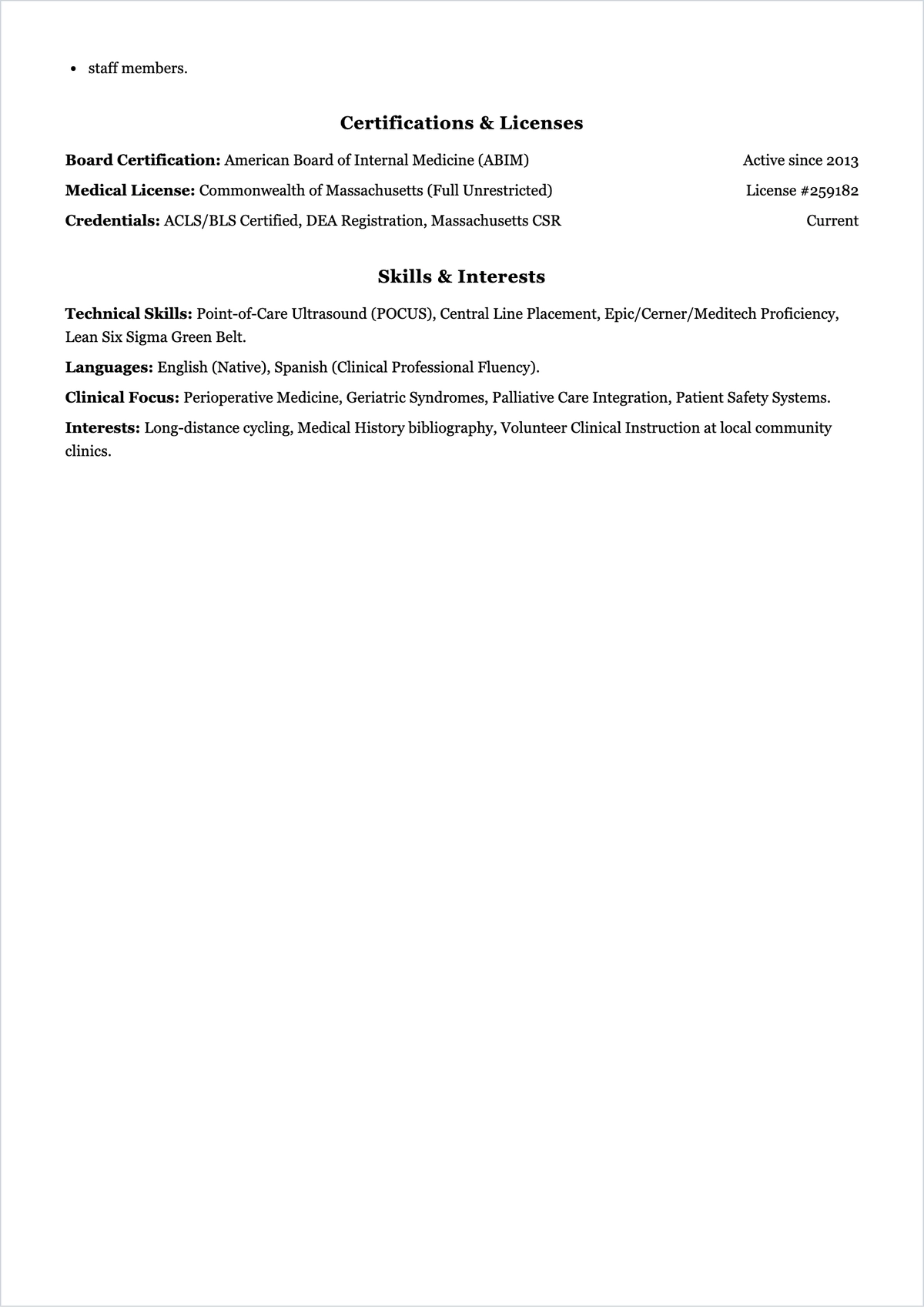 Free Doctor ATS Resume Template, AI Resume Builder
