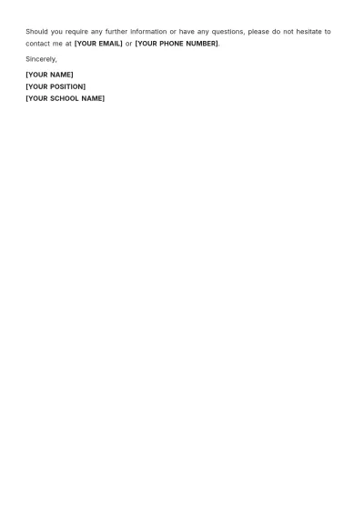 Free High School Recommendation Letter Template to Edit Online