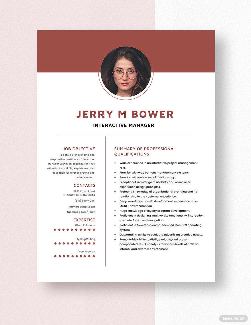 Interactive Manager Resume