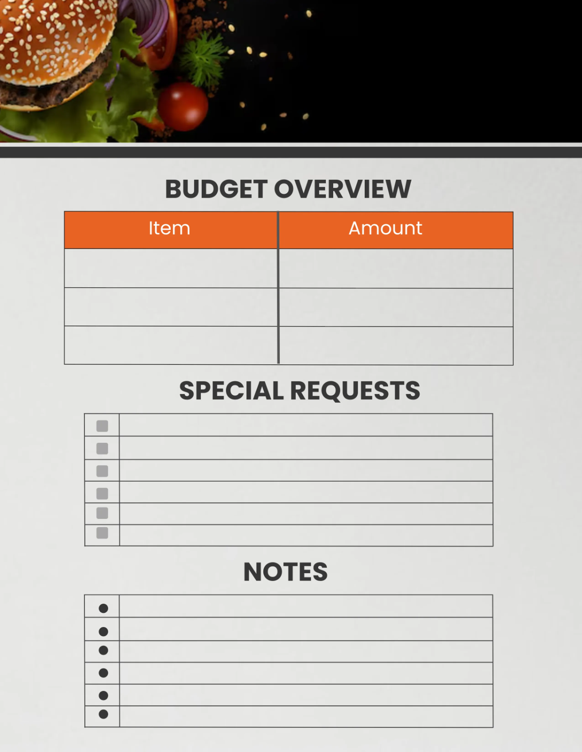 Free Restaurant Special Event Planner Template to Edit Online