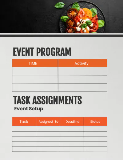 Free Restaurant Special Event Planner Template to Edit Online