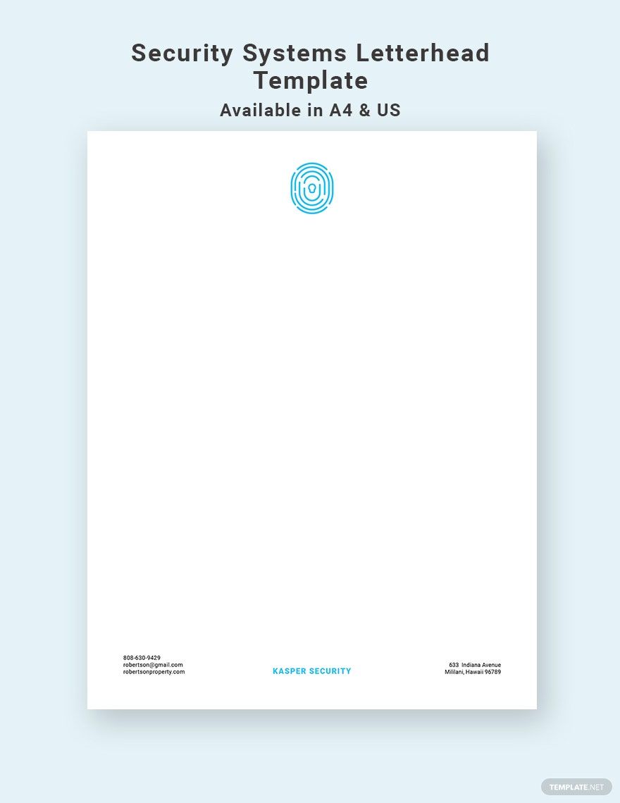 Security Systems Letterhead Template