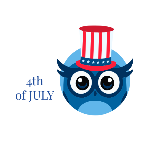 4th of July Owl Clipart