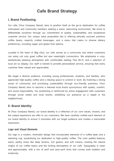 Free Cafe Brand Strategy Template to Edit Online