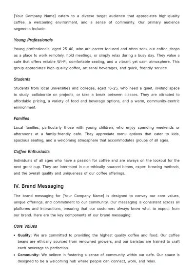 Free Cafe Brand Strategy Template to Edit Online