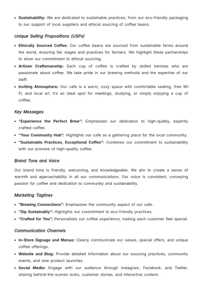 Free Cafe Brand Strategy Template to Edit Online