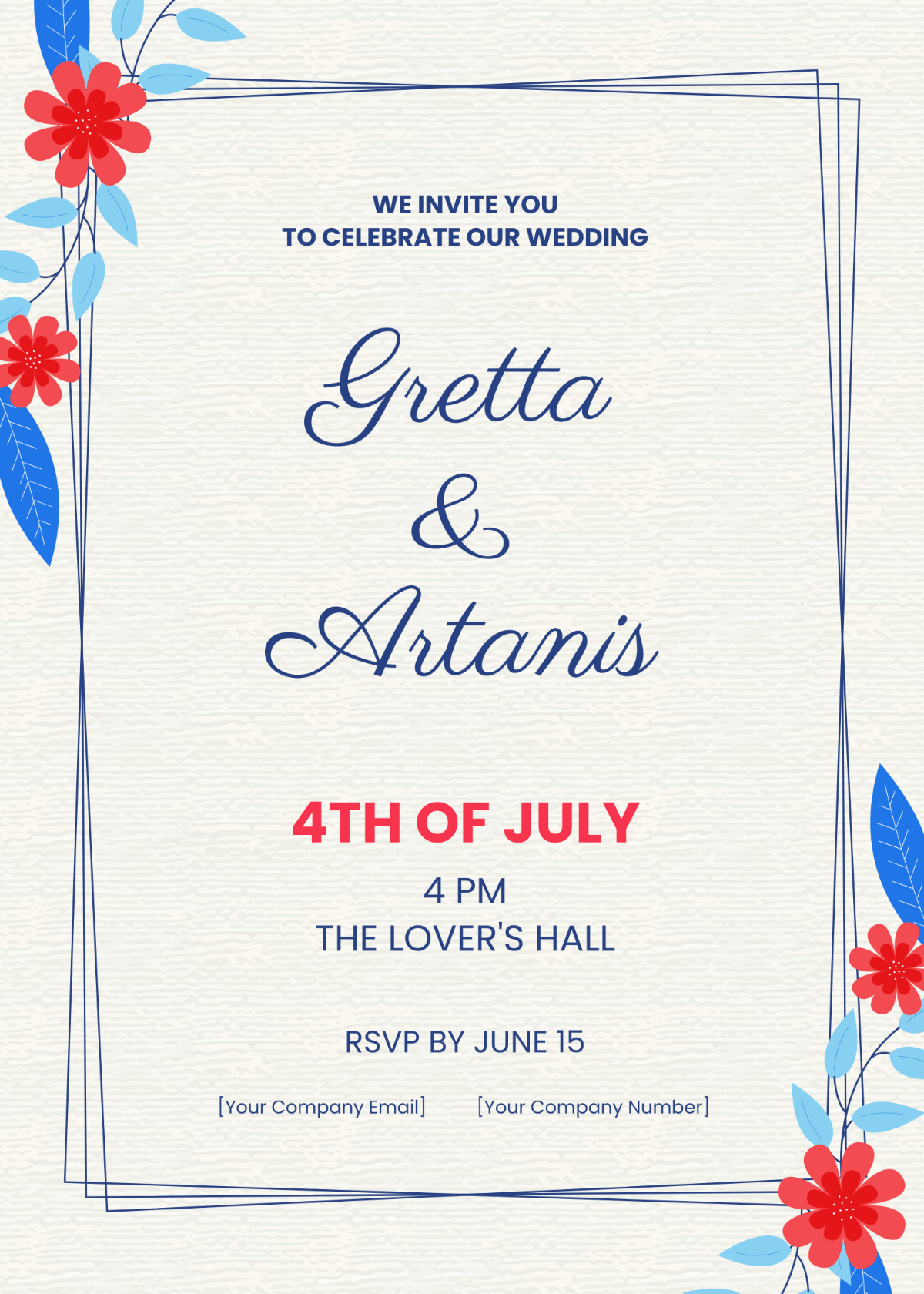 4th of July Wedding Invitation