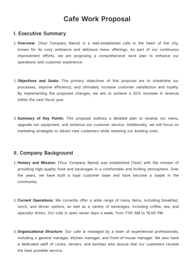 Free Cafe Work Proposal Template to Edit Online