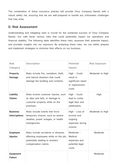 Free Cafe Insurance Proposal Template to Edit Online