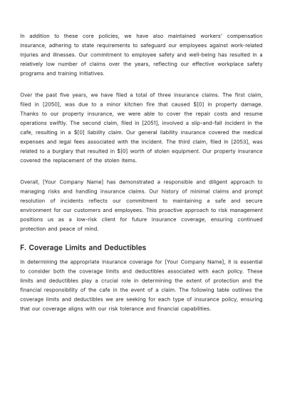 Free Cafe Insurance Proposal Template to Edit Online