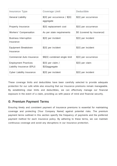 Free Cafe Insurance Proposal Template to Edit Online
