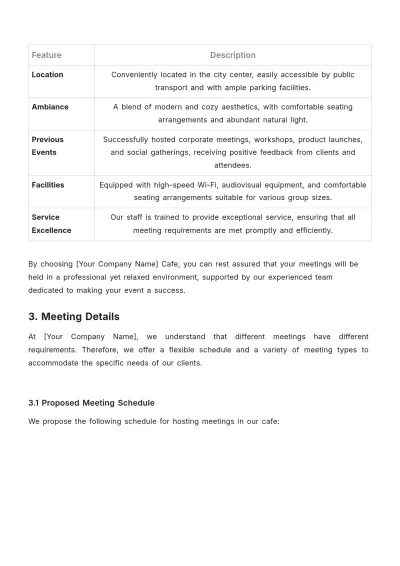 Free Cafe Meeting Proposal Template to Edit Online