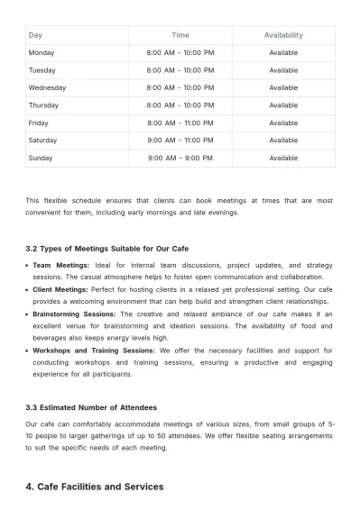 Free Cafe Meeting Proposal Template to Edit Online
