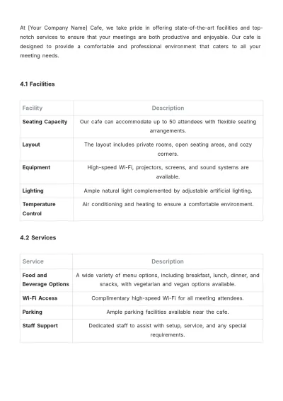 Free Cafe Meeting Proposal Template to Edit Online