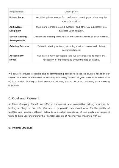 Free Cafe Meeting Proposal Template to Edit Online