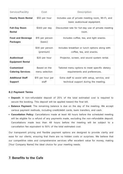 Free Cafe Meeting Proposal Template to Edit Online
