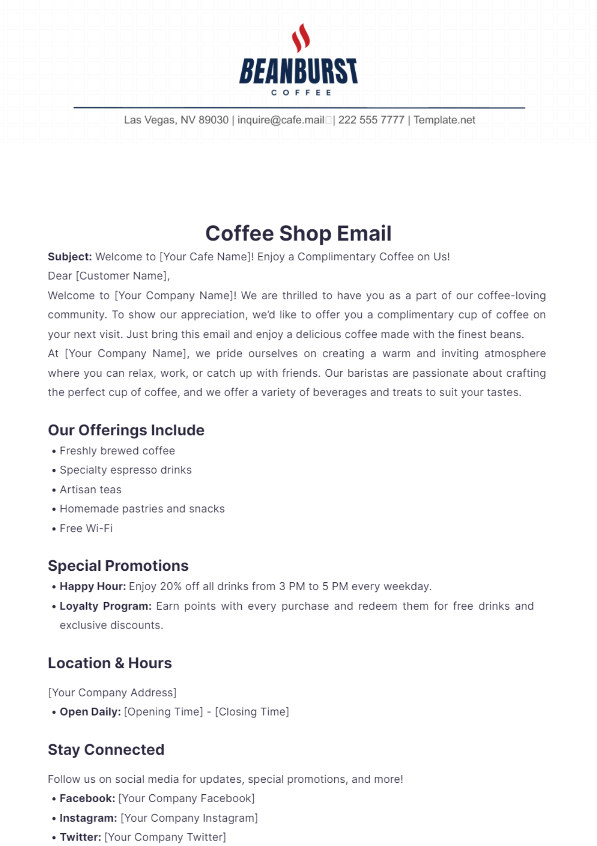 Coffee Shop Email Template - Edit Online & Download