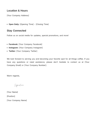 Free Coffee Shop Email Template to Edit Online