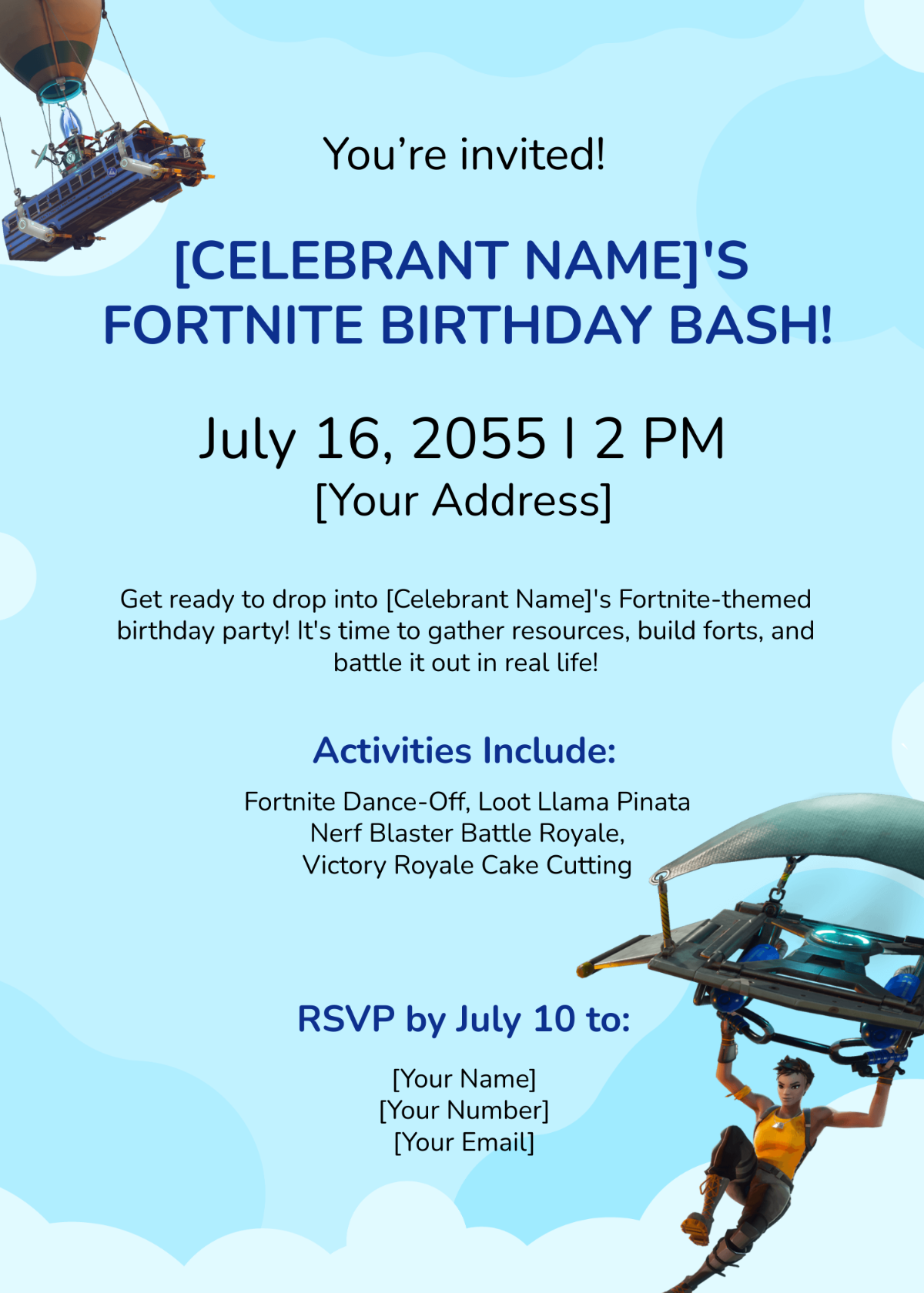 Fortnite Birthday Invitation