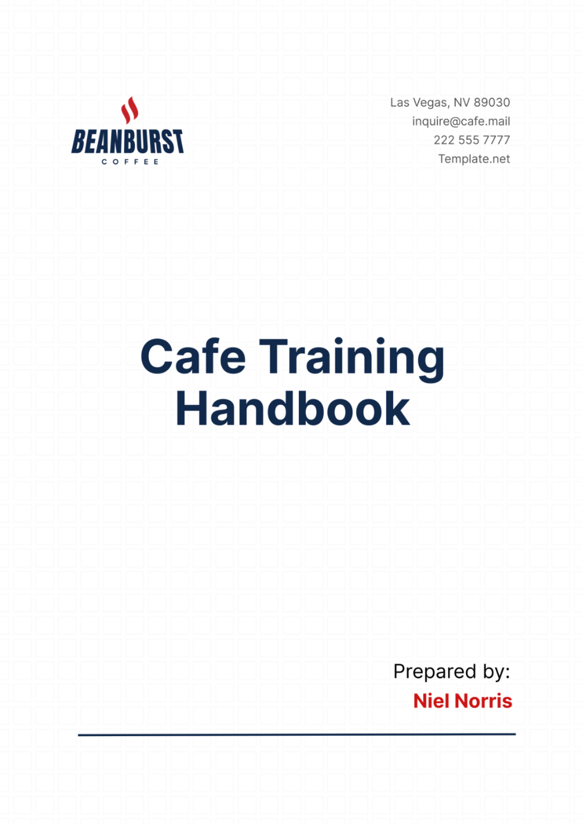 Cafe Training Handbook Template - Edit Online & Download