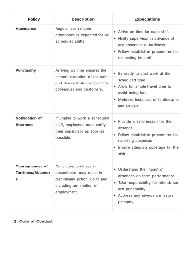 Free Cafe Training Handbook Template to Edit Online