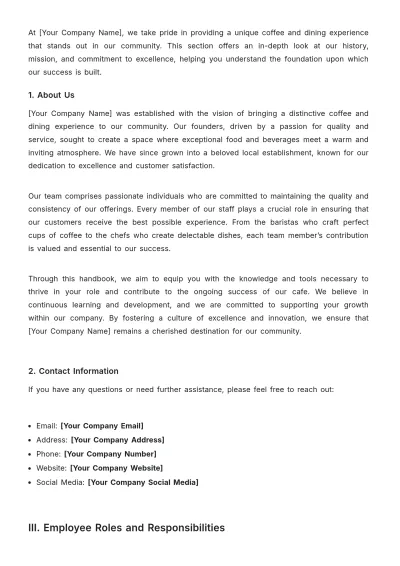 Free Cafe Training Handbook Template to Edit Online