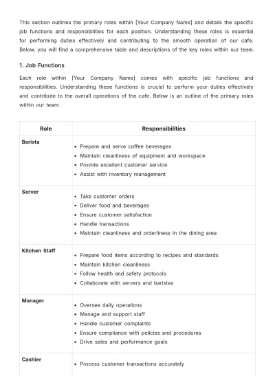 Free Cafe Training Handbook Template to Edit Online