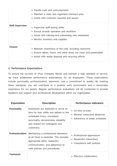 Free Cafe Training Handbook Template to Edit Online