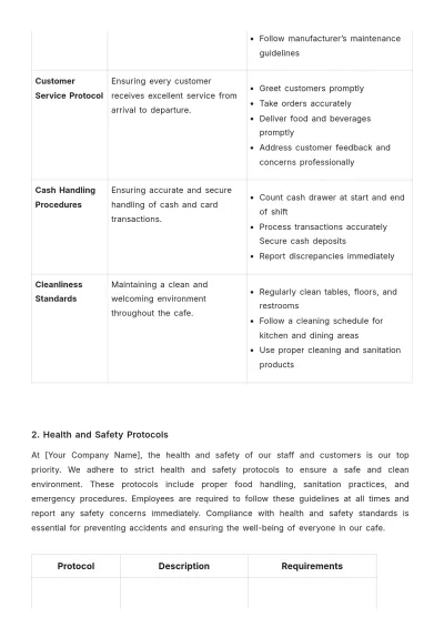 Free Cafe Training Handbook Template to Edit Online