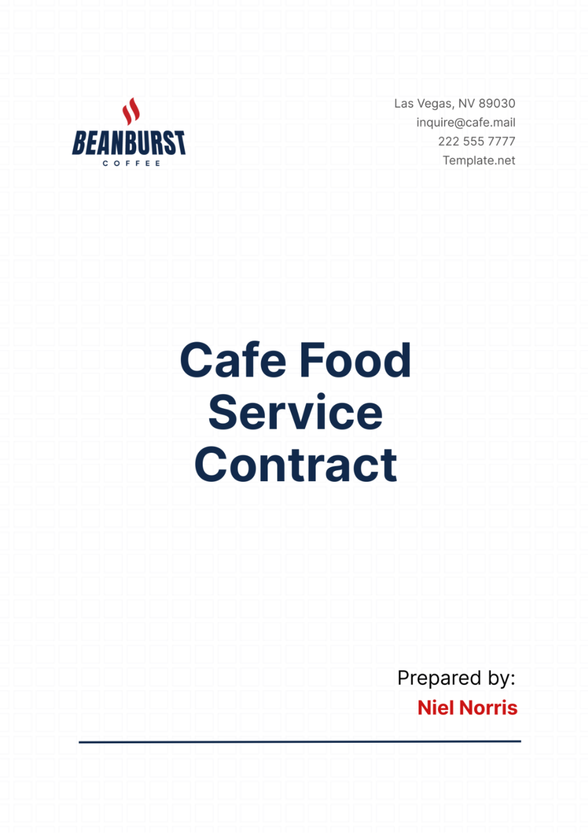 Cafe Food Service Contract Template - Edit Online & Download