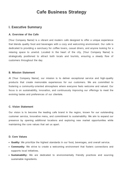 Free Cafe Business Strategy Template to Edit Online