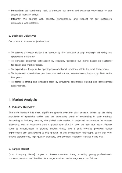 Free Cafe Business Strategy Template to Edit Online