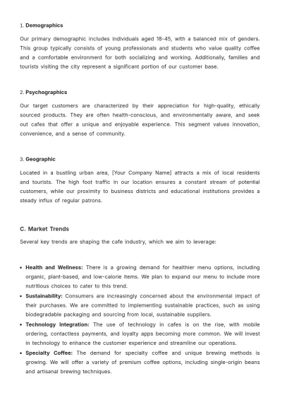 Free Cafe Business Strategy Template to Edit Online