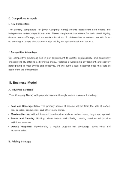 Free Cafe Business Strategy Template to Edit Online